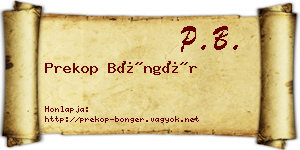 Prekop Böngér névjegykártya